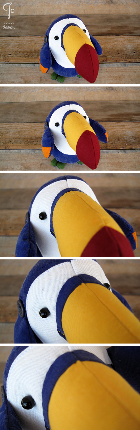 puppet toucan peluche Jo handmade design handmade