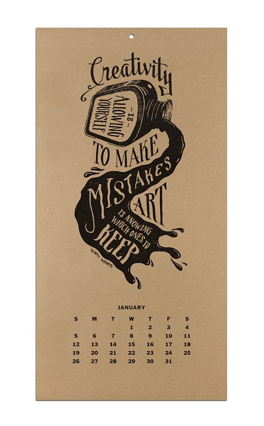 HAND LETTERING Calender hand drawn type Quotes hand made