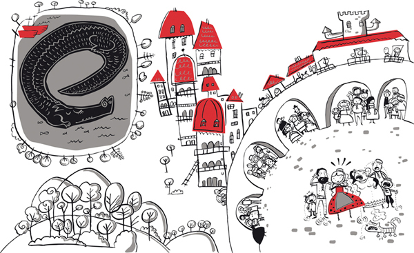 san Jordi cuento  infantil  ilustración  tinta princesa  dragon  álbum ilustrado