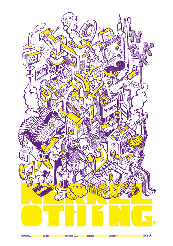 nerk factory hand tee t-shirt poster serigrafia