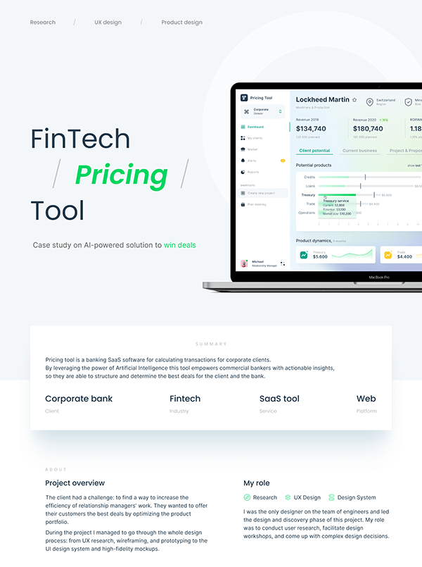 FinTech Pricing SaaS Tool