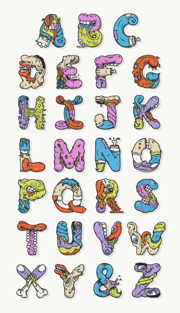 letters  typography colors ATPC Austin Nathan walker  gross mouths  tongues drip gross tongues monsters