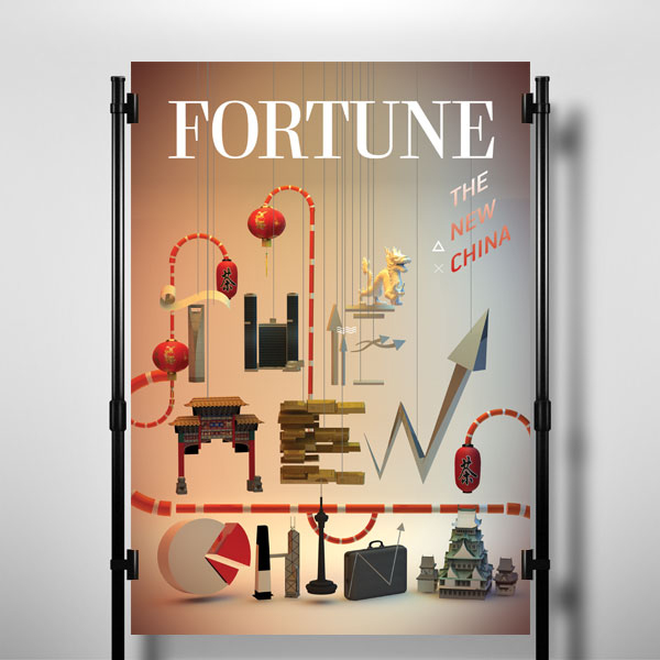 fortune magazine type cover cover design 3D cinema 4d