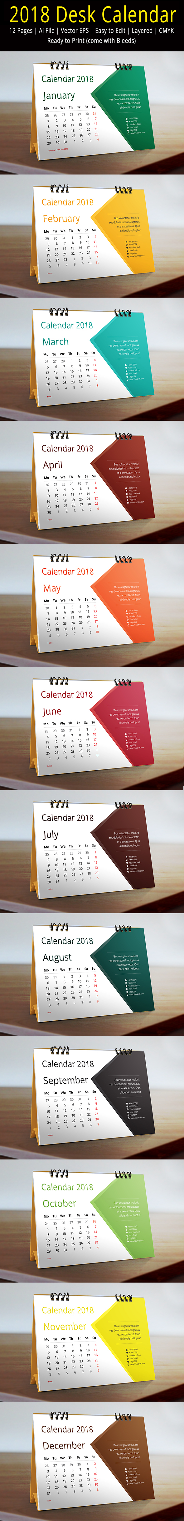 calendar desk calendar template brochure Calendar Template vector banner design new year 2018 Calendar