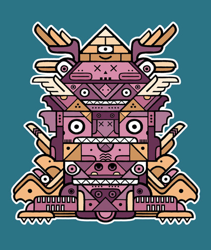 Totem animals graphic illustration