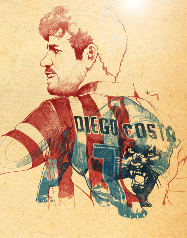 football soccer Atlético de Madrid Champions sport portrait poster color