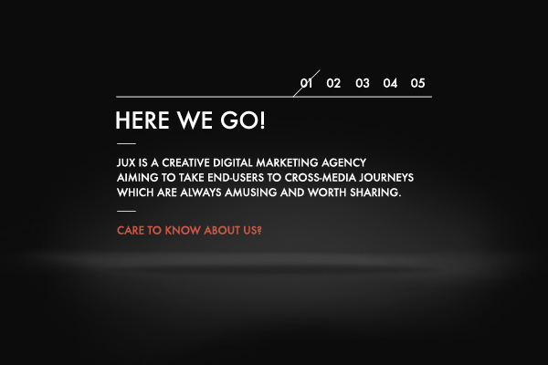 Jux Digital agency Website Single Page One Page html5 dark grey blue yellow red paralax