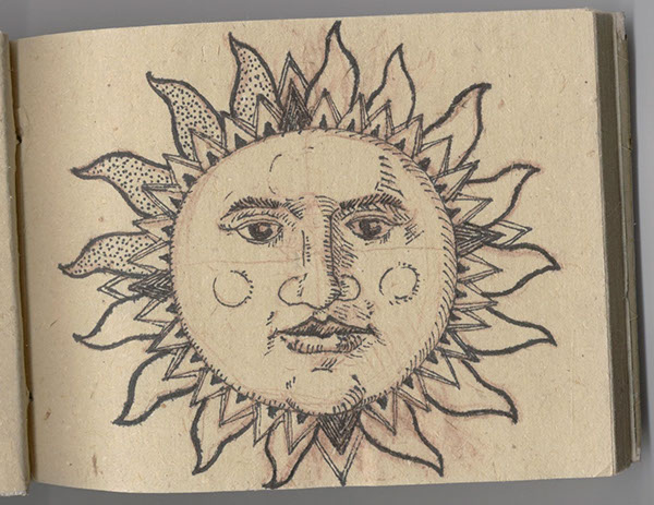 Sun star face ink symbol Space 