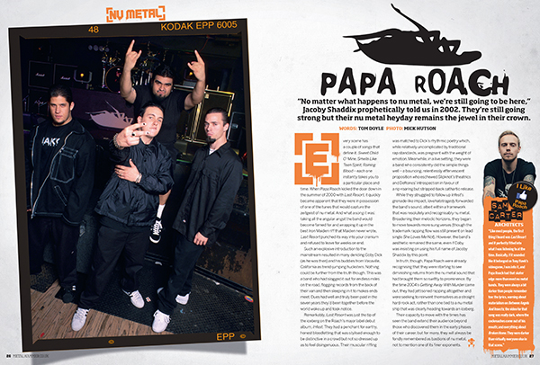 nu metal rock music Magazine design editorial page layout bespoke graphics picture research