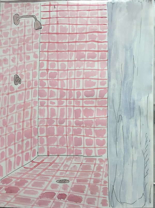 painting   gouache watercolor ink bathroom tiles wet color graphic