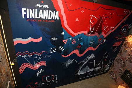 higoszi gosia stolinska Finlandia Vodka poland Mural club wall paint ceiling art graphic design Interior