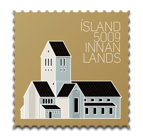postage stamps stamp cathedral Holar in Hjaltadalur Skalholt iceland church