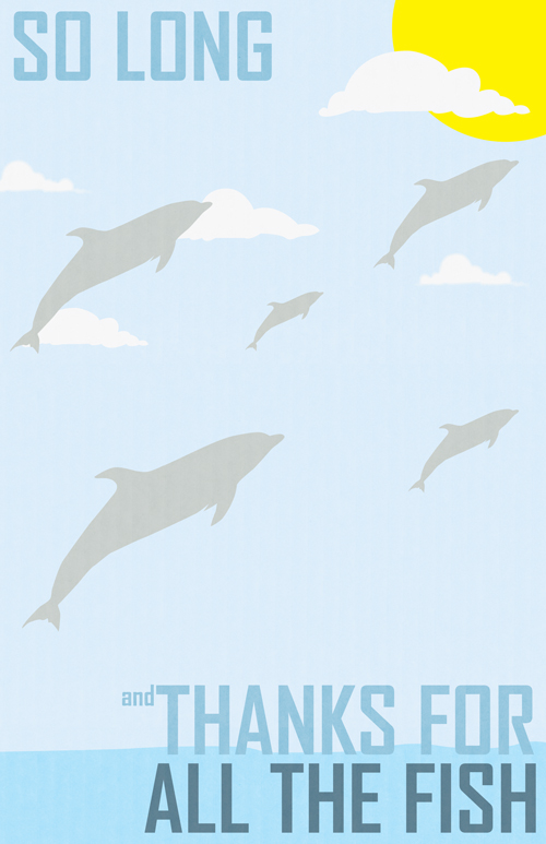 fish dolphin Illustrator photoshop minimalist hhg galaxy poster Hitchhiker's Guide