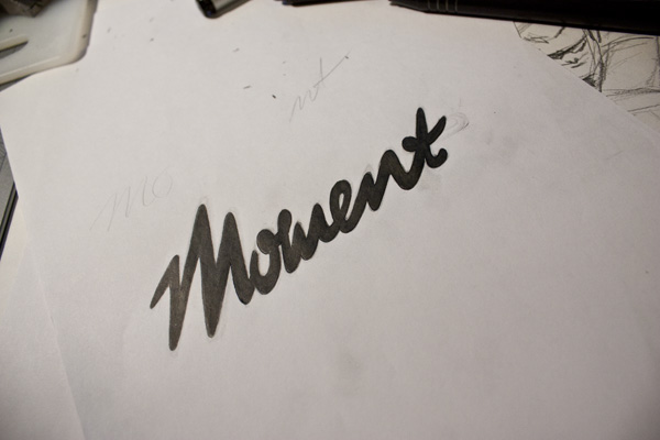 moment Script lettering time