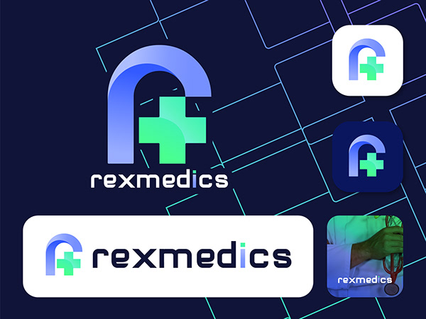 Rexmedics R Logo Design for Medical, Hospital, clinic