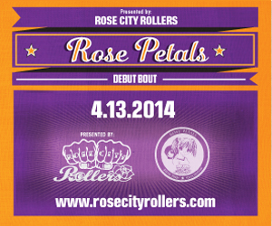 Rose City Rollers Portland Oregon RCA rose petals Roller Derby Bout Skating roller skate pdx stumptown steve price