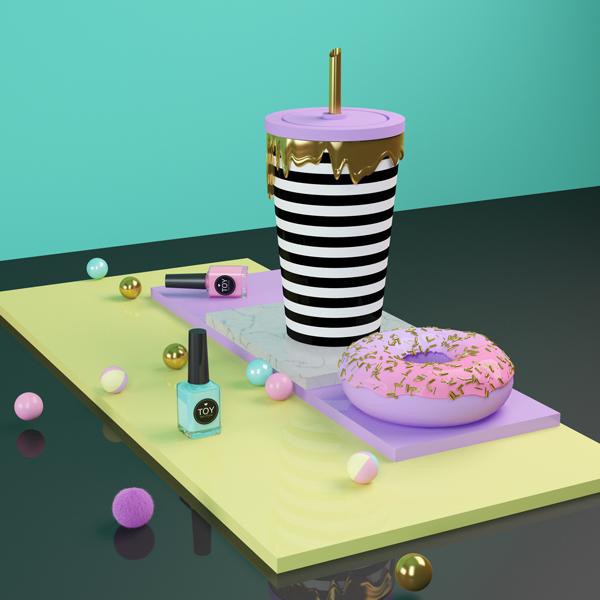 art 3D color pop surrealism stilllife Retro Pool stripes Food  liquids