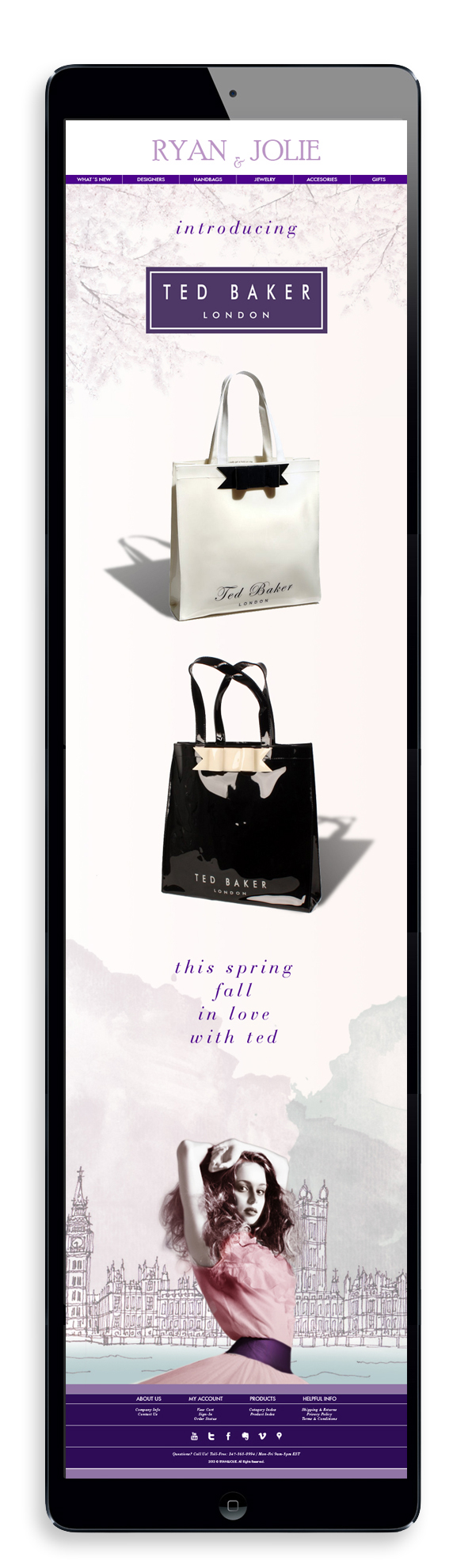 Ted Baker design newsletter Email ads online purple romance London New York nyc Beautiful spring pink