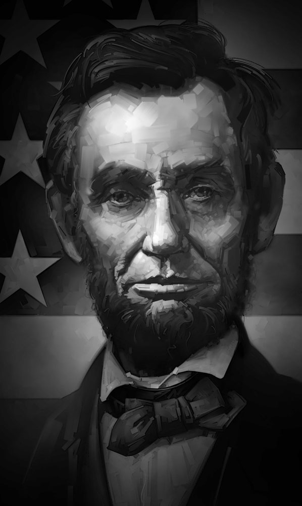 Dominick Saponaro art process step by step Video Slideshow lincoln president digital painting