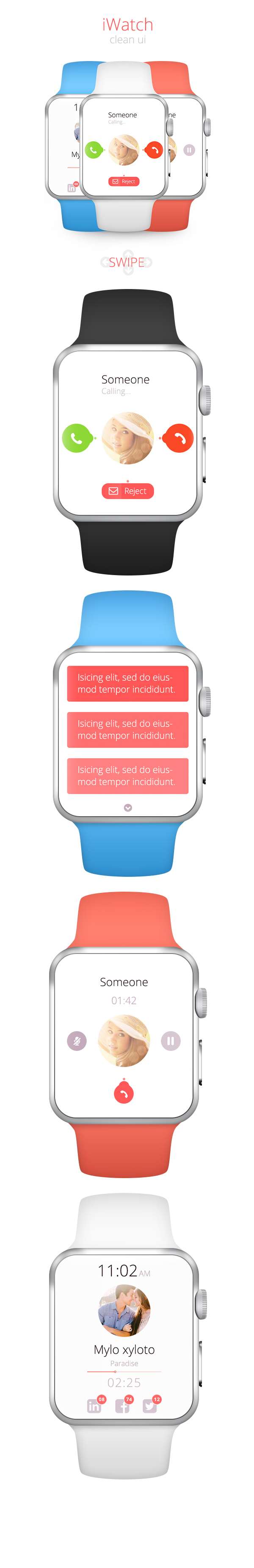 iwatch UI clean concept apple watch