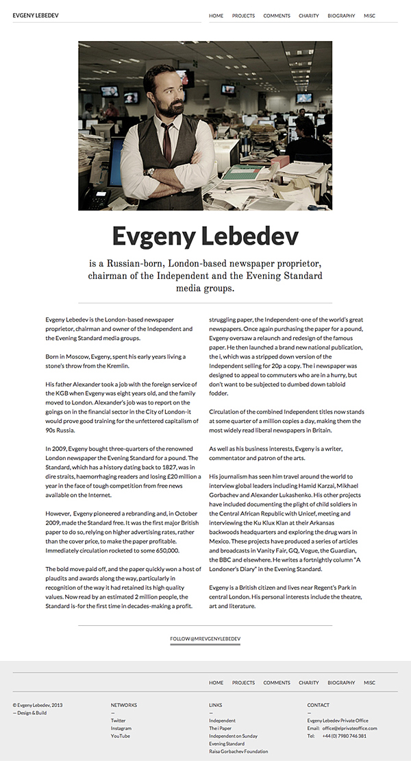 Website  responsive html5 evgenylebedev graphicdesign  typography newspaper
