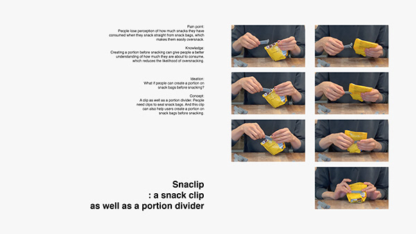 Snaclip- A clip as well as a portion divider