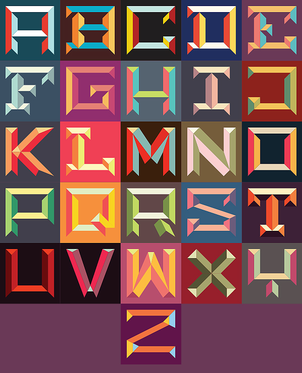 emboss letters alphabet color Colorpallet Typeface vector grid