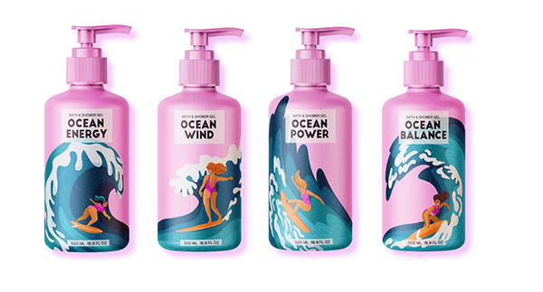 Ocean Surfing Shower Gel Cosmetics Packing design