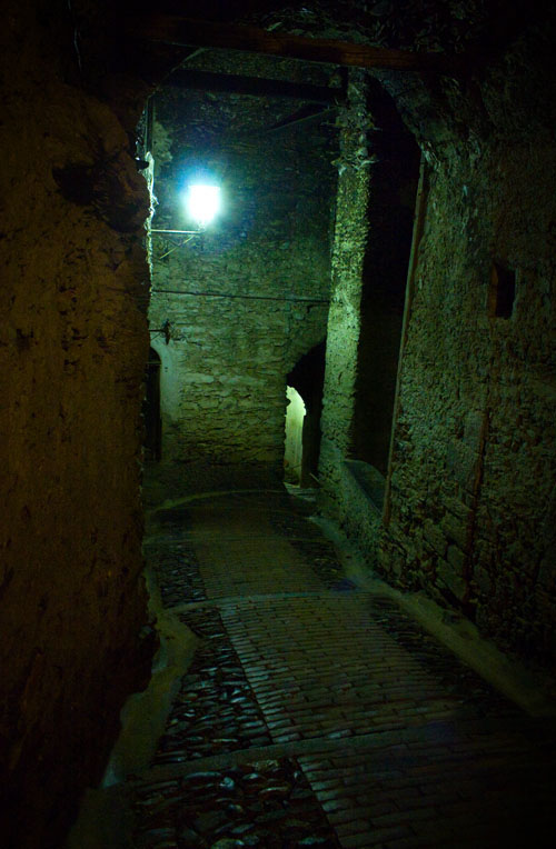 light  lighting night triora Imperia Italy medioeval dark darkness horror Street streets fog Witches ghost
