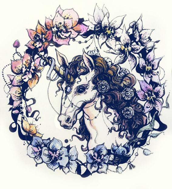 Flowers unicorn spring Roses tattoo