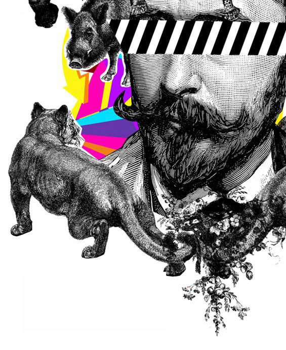 collage digital engraving call wild annaomline pop multicolored geometrics mix