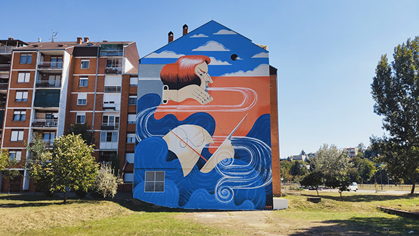 A mural "Bora" in Vukovar, Croatia