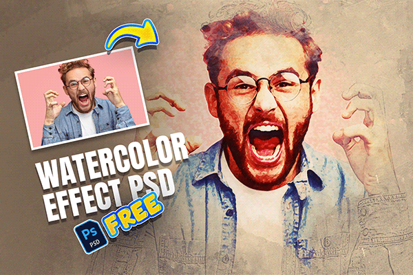 Watercolor Painting Effect (FREE PSD)