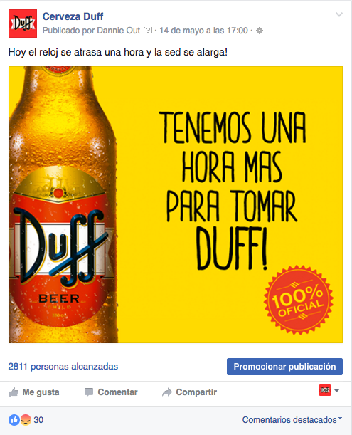 duff beer social media ads cerveza
