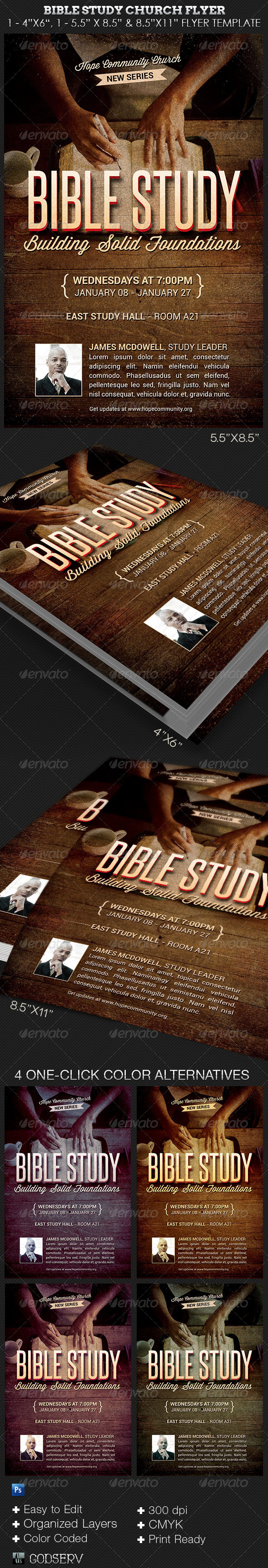 Bible Study Church Flyer Photoshop Template on Behance Regarding Bible Study Flyer Template Free