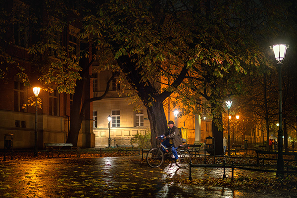 A rainy autumn evening in Krakow