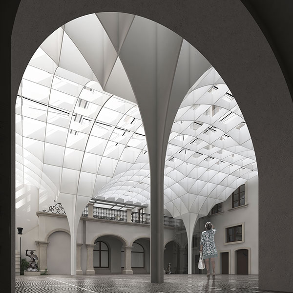 dziedziniec muzeum lapidarium zadaszenie roof warsaw museum muzeum warszawy muzeum