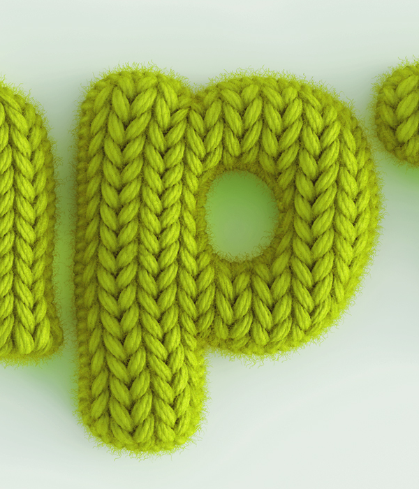 3D Render knitting wool words march warm