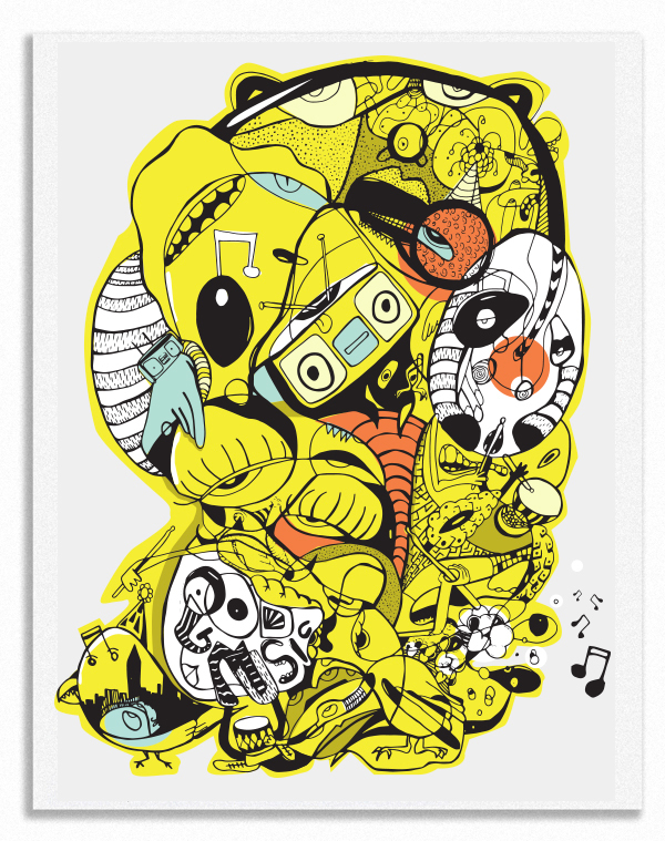 mexico little yellow school doodle digital Poster Design music kellie pickler Island time music festival color