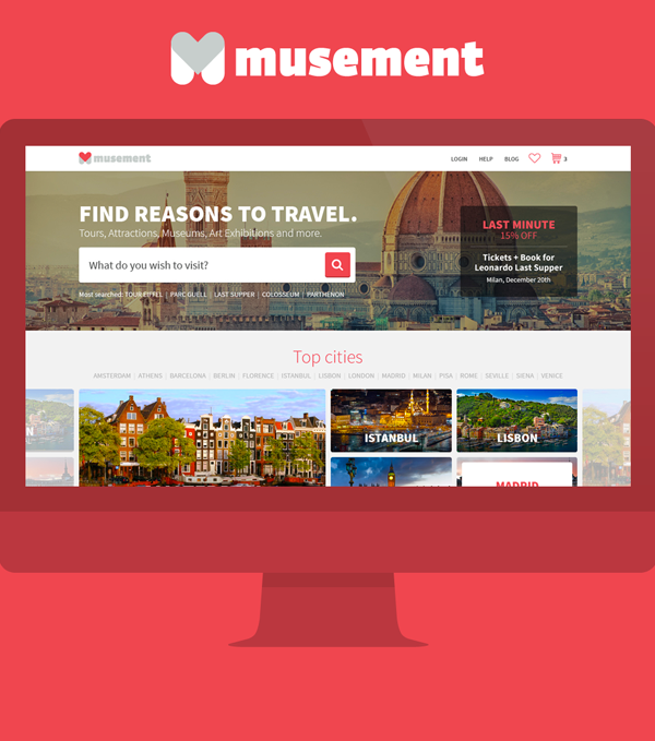 musement Booking site Website redesign tickets tours museum city Holiday attractions exhibitions