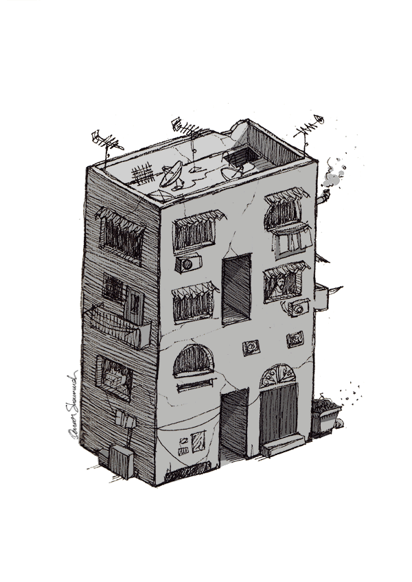 type alphabet buildings city town Damascus gif simple sketch daily life illustrative typography ink charcoal building arch