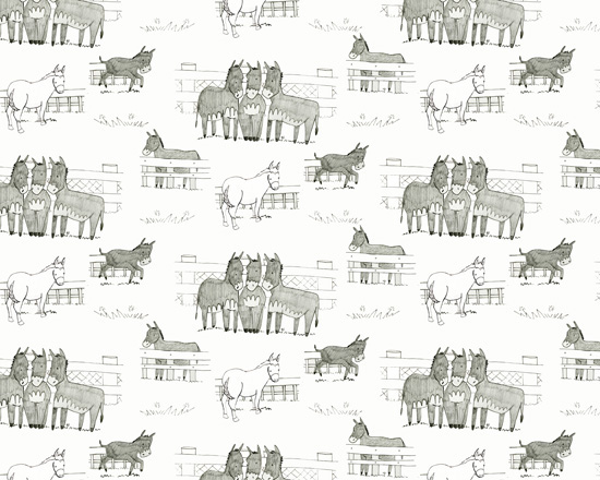 Patterns wallpaper children children's room dogs cats cows birds bees donkeys