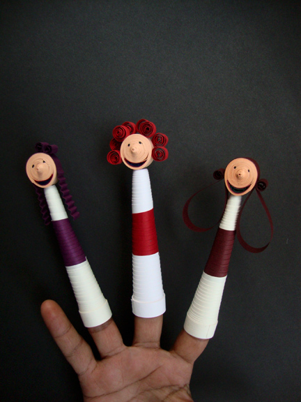 puppet paper quilling gift toys 3D Quilling dolls cute handmade hair style fresh colorful happy lovely