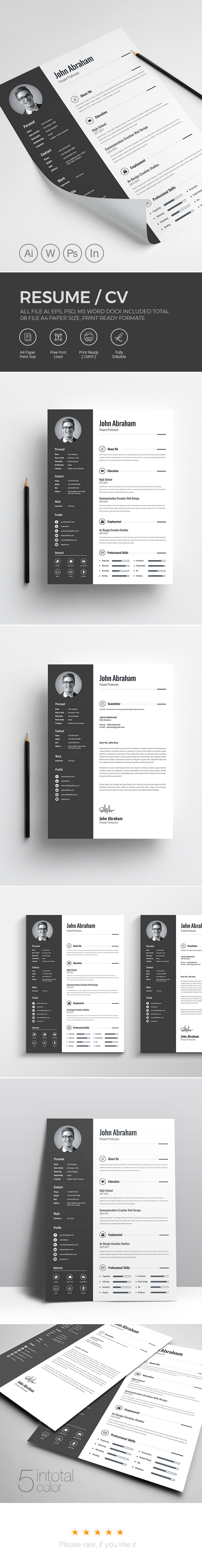 a4 resume bebas clean cv cover letter creative CV Creative Resume curriculum Vitae CV