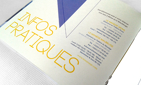 brochure color france belgium maubeuge Mons le manege cultural yellow blue White black Events