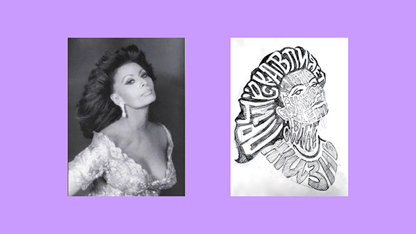 Portrait of Sophia Loren from letters