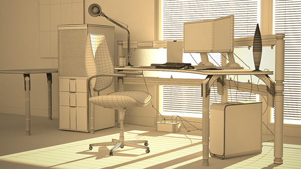 desk props environment model CG 3D