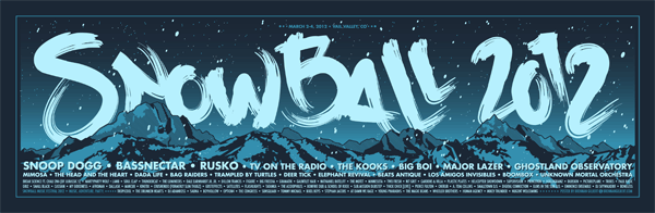 design blue mountains snowball poster process vector screen print