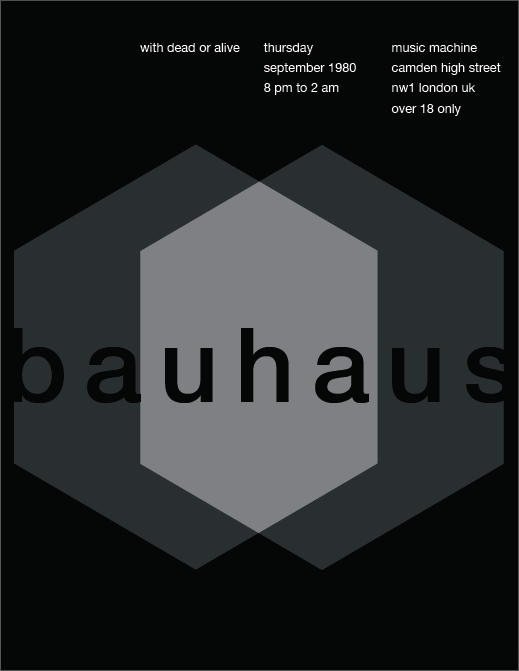 poster bauhaus Dead or Alive Layout Swissted Post punk Mike Joyce