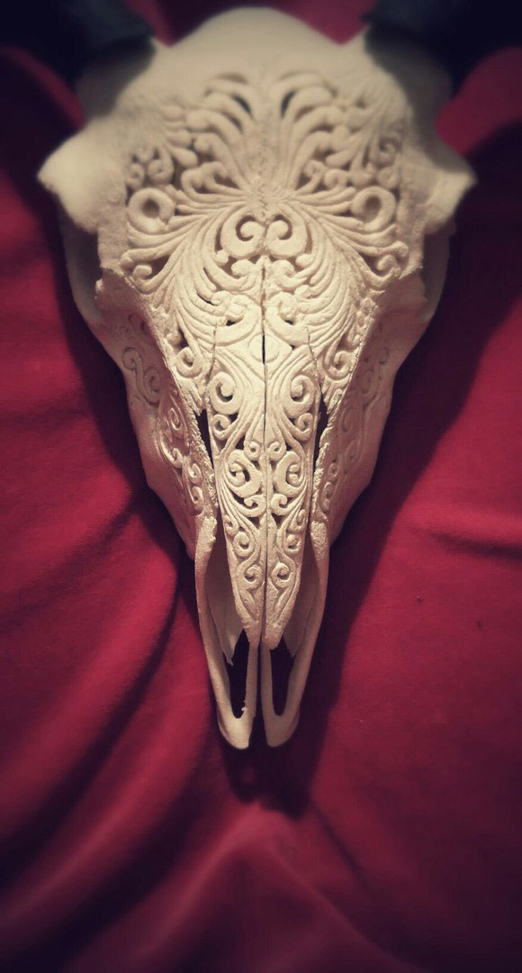 Hand made skull Bone carving